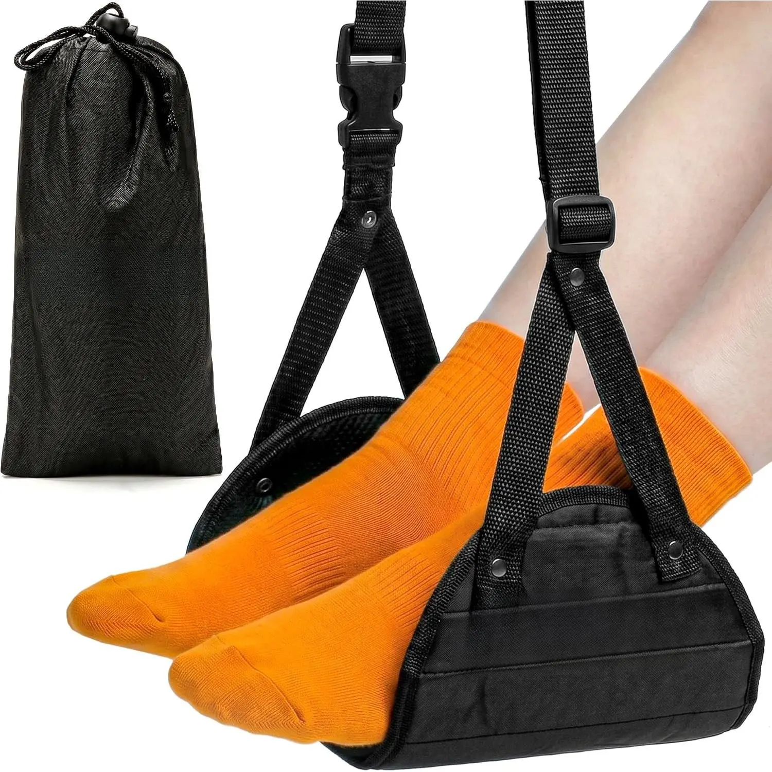 Unisex Adjustable Comfortable Extra-Long Multi-Size Airplane Foot Hammock - Long Flight Foot Rest, Travel Essential Gadget