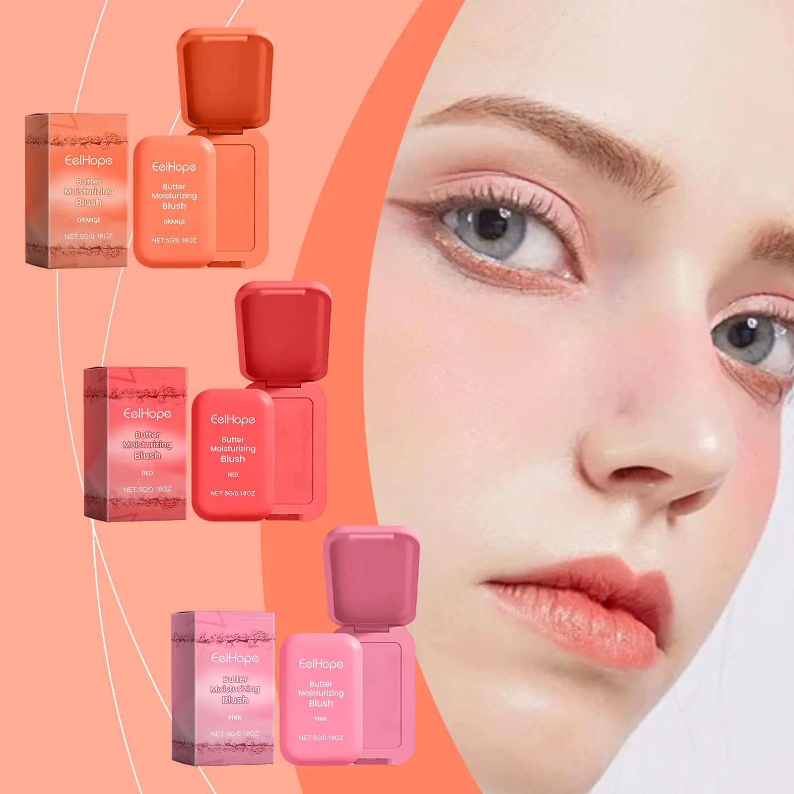 Butter moisturizing blush, nude makeup brightening trimming expansion color lasting matte rouge trimming makeup