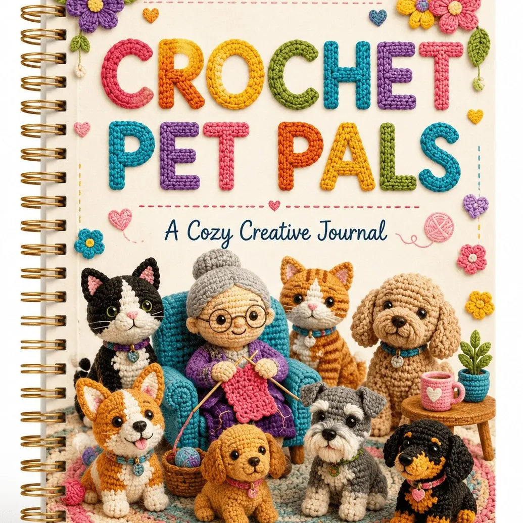 Crochet Pet Pals Pattern Book, Amigurumi Dogs & Cats for Beginners, Step-By-Step Tutorials, Easy Crochet Guide for Craft Enthusiasts