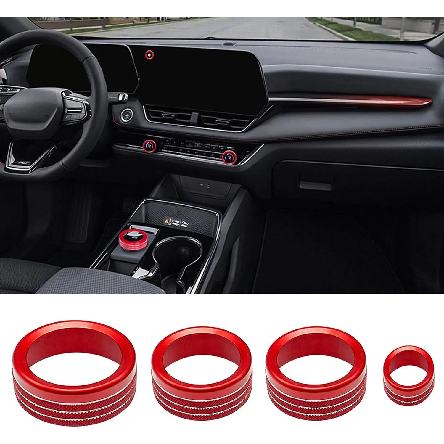 AC Volume Shift Knob Cover for Chevrolet Chevy Equinox 2025 2026 Interior Accessories Dashboard Cover 4WD Air Conditioner Switch Decor Trim (Red)