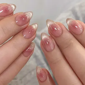 30pcs Almond Shape False Nails, Gradient Cat Eye Design, No Grind, Reusable, Perfect for Daily Wear, Office, Dates, Elegant Nail Art