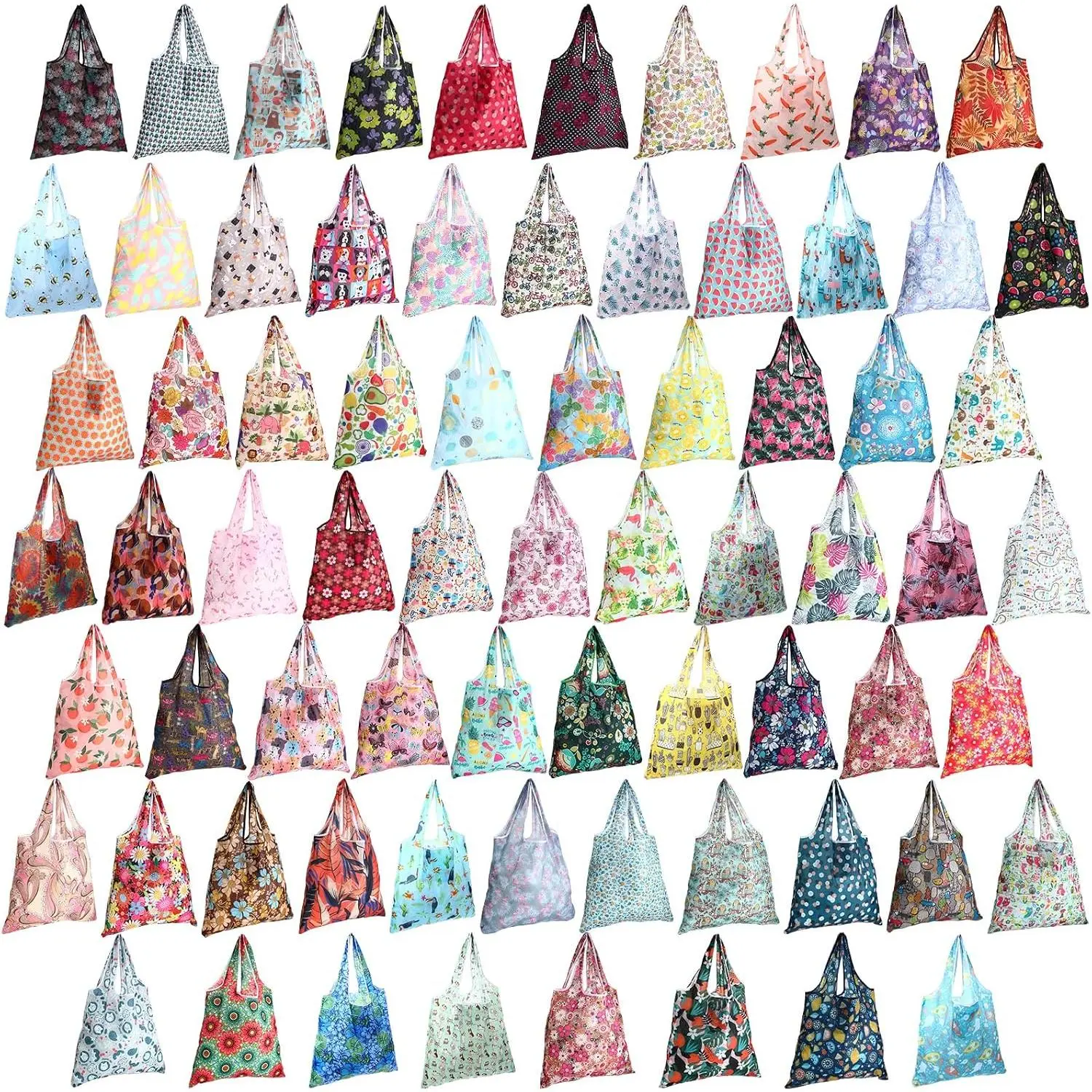 72 count  Grocery Bags Foldable Shopping Bag  Shopper Cute Bag Large Machine Washable Grocery Tote