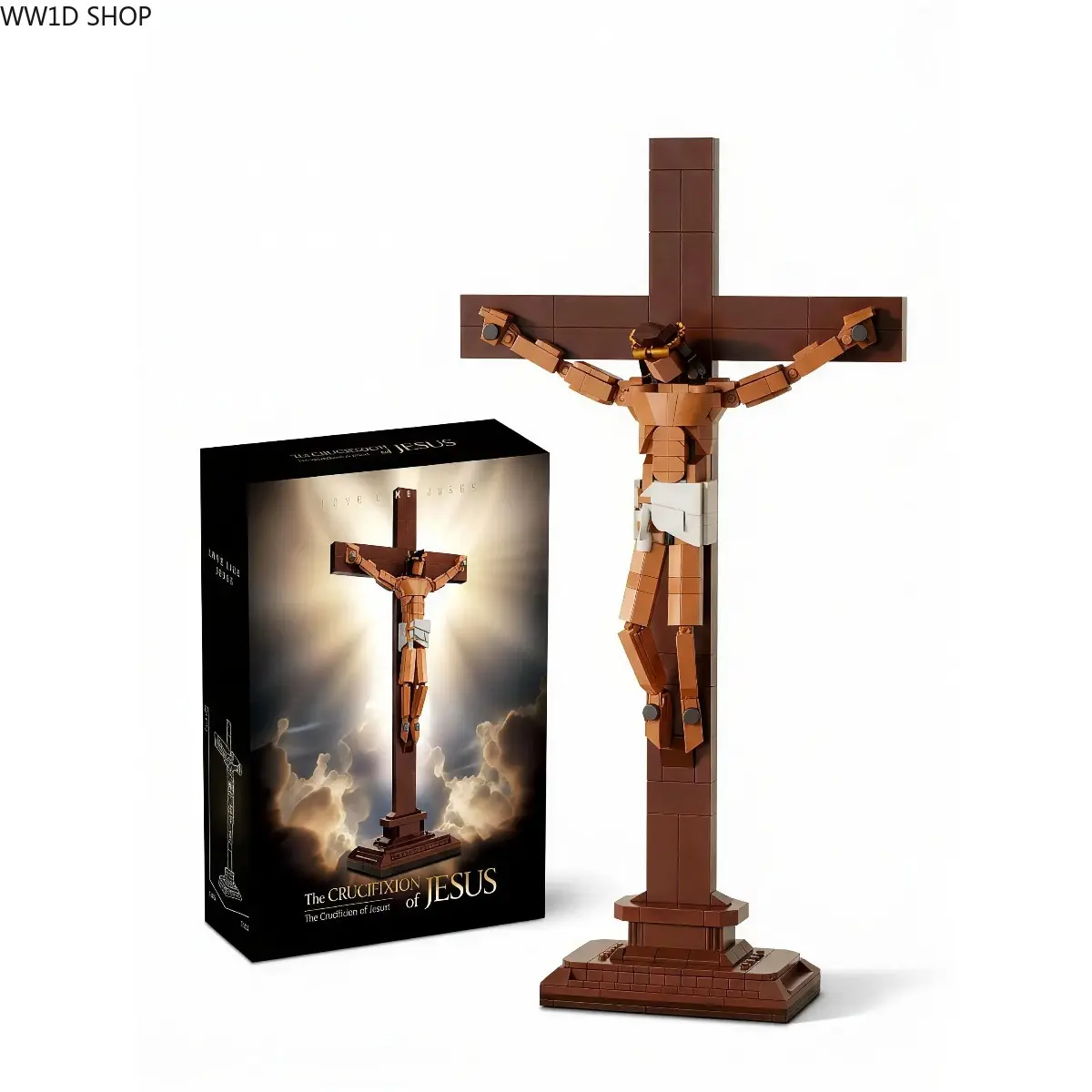 Lighted Cross Building Block Set with LED Lights, Abs, Smooth Graphic - Christianity-Inspired Religious Decor for Home, Church Display Accent