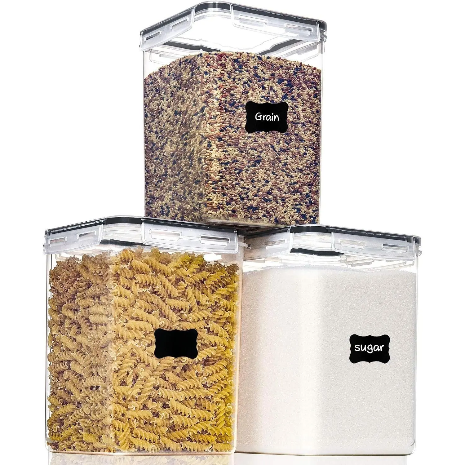 Large  Storage Containers with  Airtight 5.2L /176Oz, for Flour, Sugar, Baking , 3 count  Plastic Canisters for Kitchen Pantry Organization