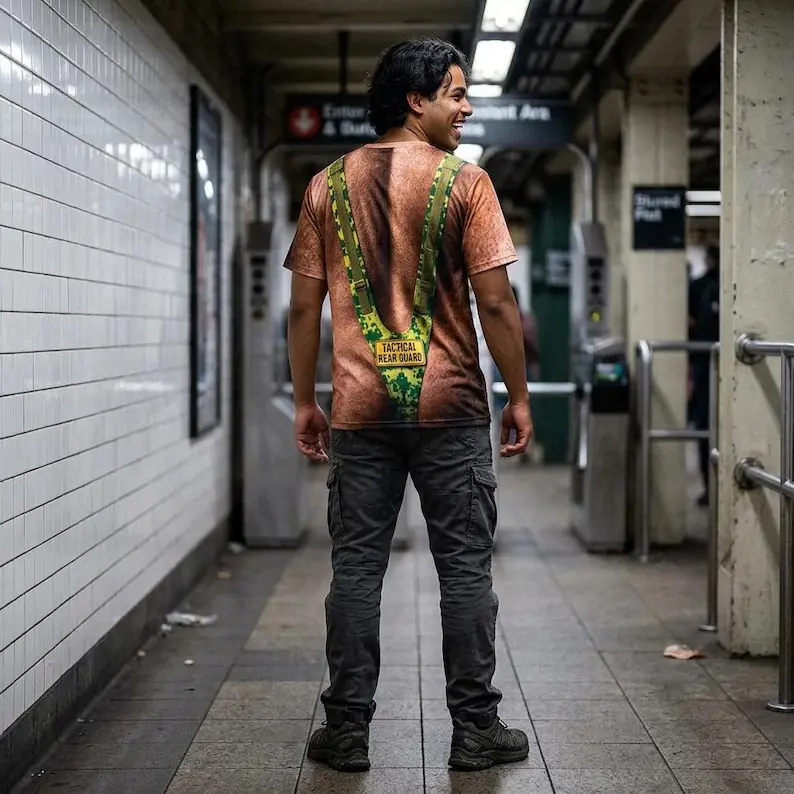 Funny Mankini Costume Shirt, Hairy Chest Illusion Tee, Gag Gift