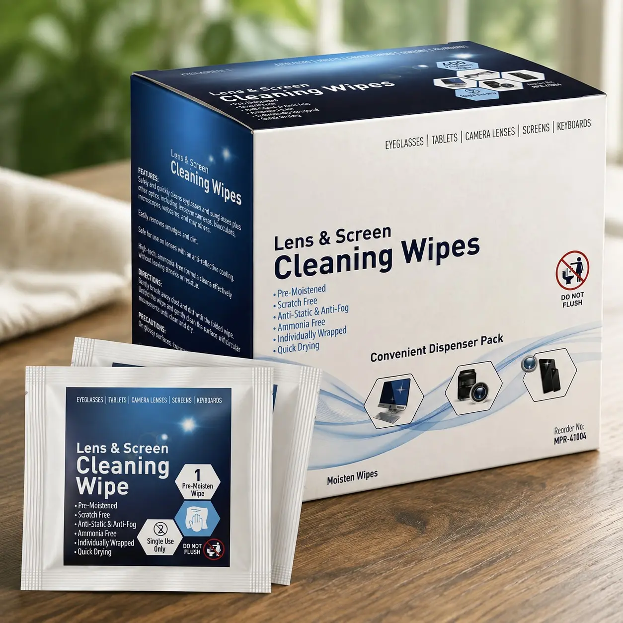 Lens and Screen Cleaning Wipes for Eyeglasses, Touch Screens, Cameras, Anti-Fog, Scratch-Resistant, Anti-Static (100 Count)Gift