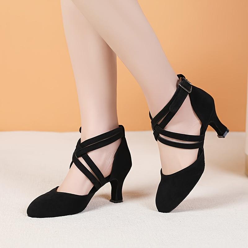 [Elegant Black Dance Shoes] Lightweight Elegant Black Indoor Dance Shoes - Comfortable Fabric Lining, Genuine Sole, Chic Crisscross Ankle Straps - Ideal for Ballroom & Latin Dancing for Women Blueberry Basketweave Women's Flats Silver Mix Knot Point Flats