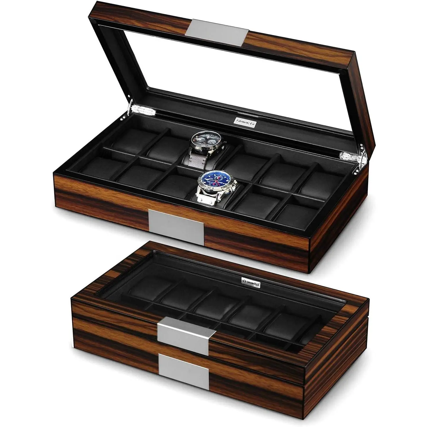 12 Watch Box for Men Watch Display Case  Luxury Watch Box with Large Glass Window,Watch Organizer Box with Ultra Smooth PU Leather Interior | Large Glass Window, Organizer, Ultra Smooth PU Leather Interior