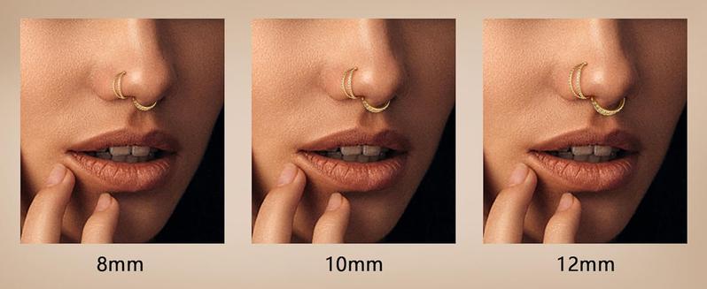 MILACOLATO G23 Titanium Nose Rings Hoops 16G 18G 20G Double Hoop Septum Click Nose Rings Lip Rook Lobe Tragus Helix Cartilage Daith Conch Earrings Clear CZ Paved Nose Piercing Jewelry for Women Men