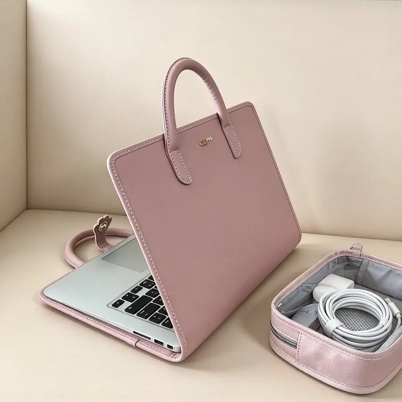 Laptop Sleeve Carrying Case, Portable Notebook Handbag, Pink Aesthetic Unisex Laptop Protective Cover Bag