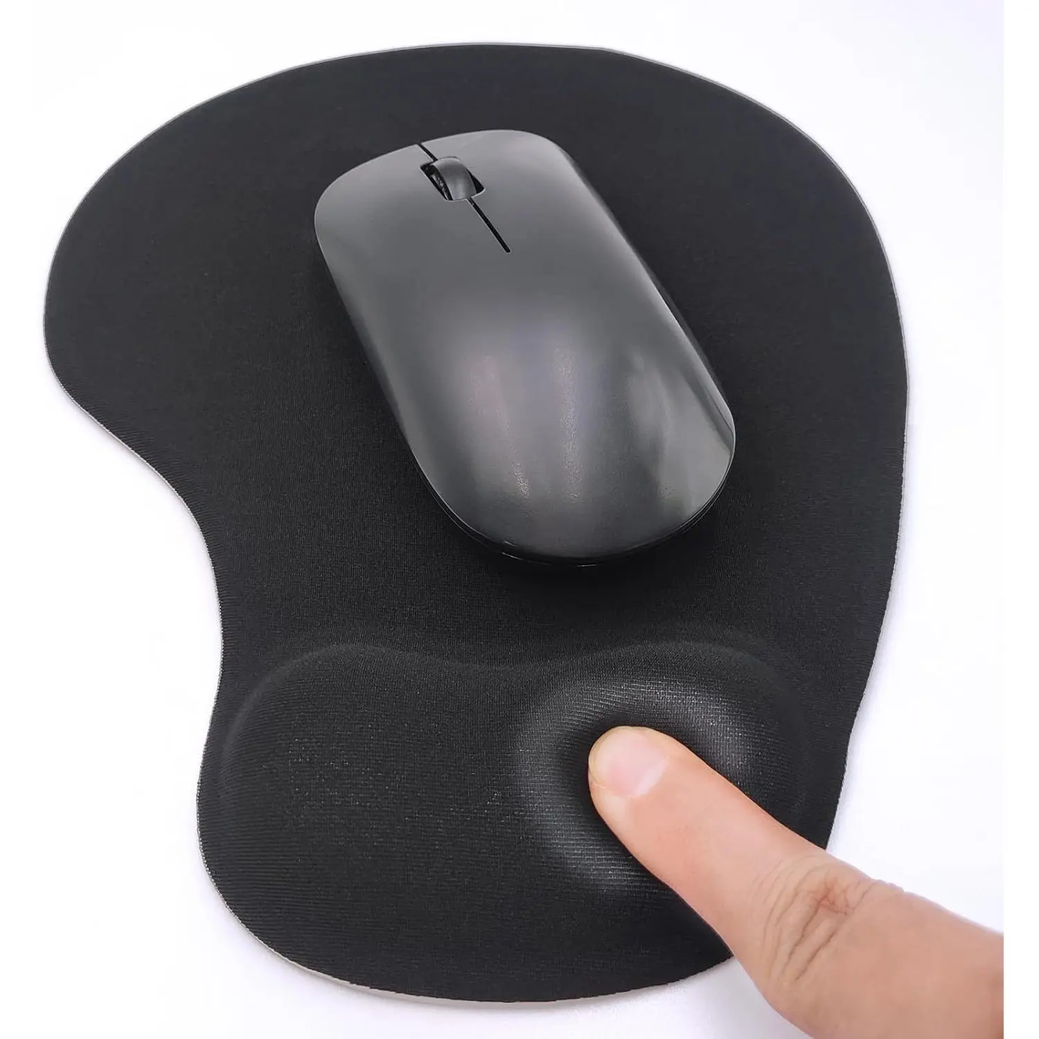 Pad with Wrist Rest, Gel Wrist Support Mousepad,  Laptop   Pad, Non-Slip  Pads for Office &  (Black, 9.5 x 8.3 in)