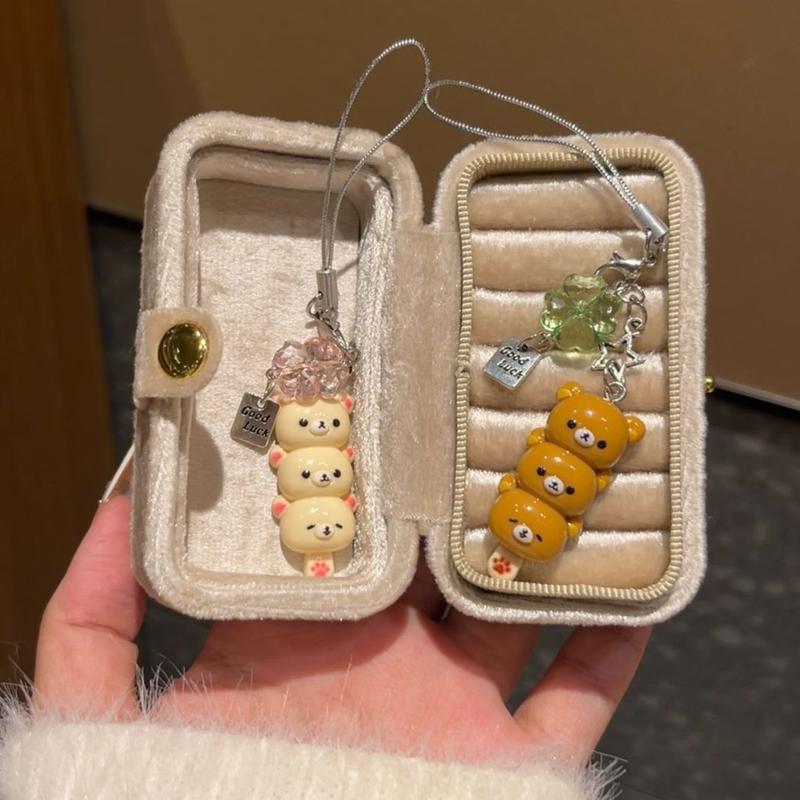 Cute Bear Phone Charms Pendant Kawaii Anime Keychain Accessories For Keys Schoolbag iPhone 17Promax Airpods Korea Y2K Stylish Bear Design