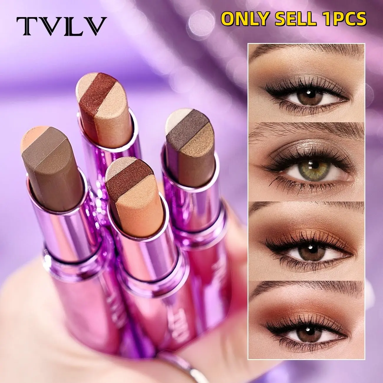 3 Color Eyeshadow Stick，New Long Lasting & Waterproof Creamy Eye Shadow，Portable Glitter shadow for Women，Smudge-Proof Long Lasting，Shimmer shadow for Day and Night (Fine Shimmer Brownish Orange) Eyeshadow Cream Shimmering