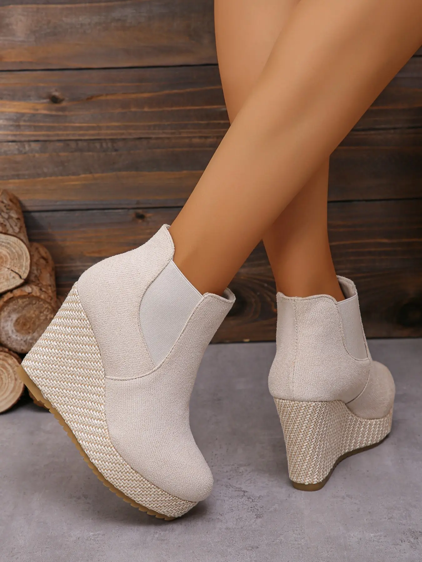 European and American Retro Vintage Women's Wedge Shoes, Spring Summer Fall Winter New Deep Mouth Fashion Versatile Round Toe Thick Sole High Heel Wedge Short Boots