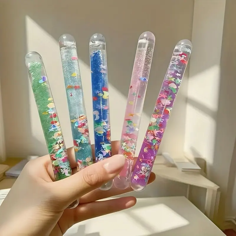 4pcs Liquid Motion Sensory Wands, Glitter Fidget Toys for Stress Relief, Colorful Calm Down Sensory Tubes, Desk Fidget Toys, Party Favors