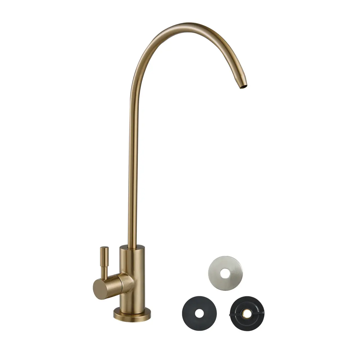 Stainless Steel Lead-Free Water Purifier Faucet Solid Brass Valve Anti-Rust Durability RO Water Faucets For Kitchen Bar Counter Cafe Shop Brushed Gold On-Site