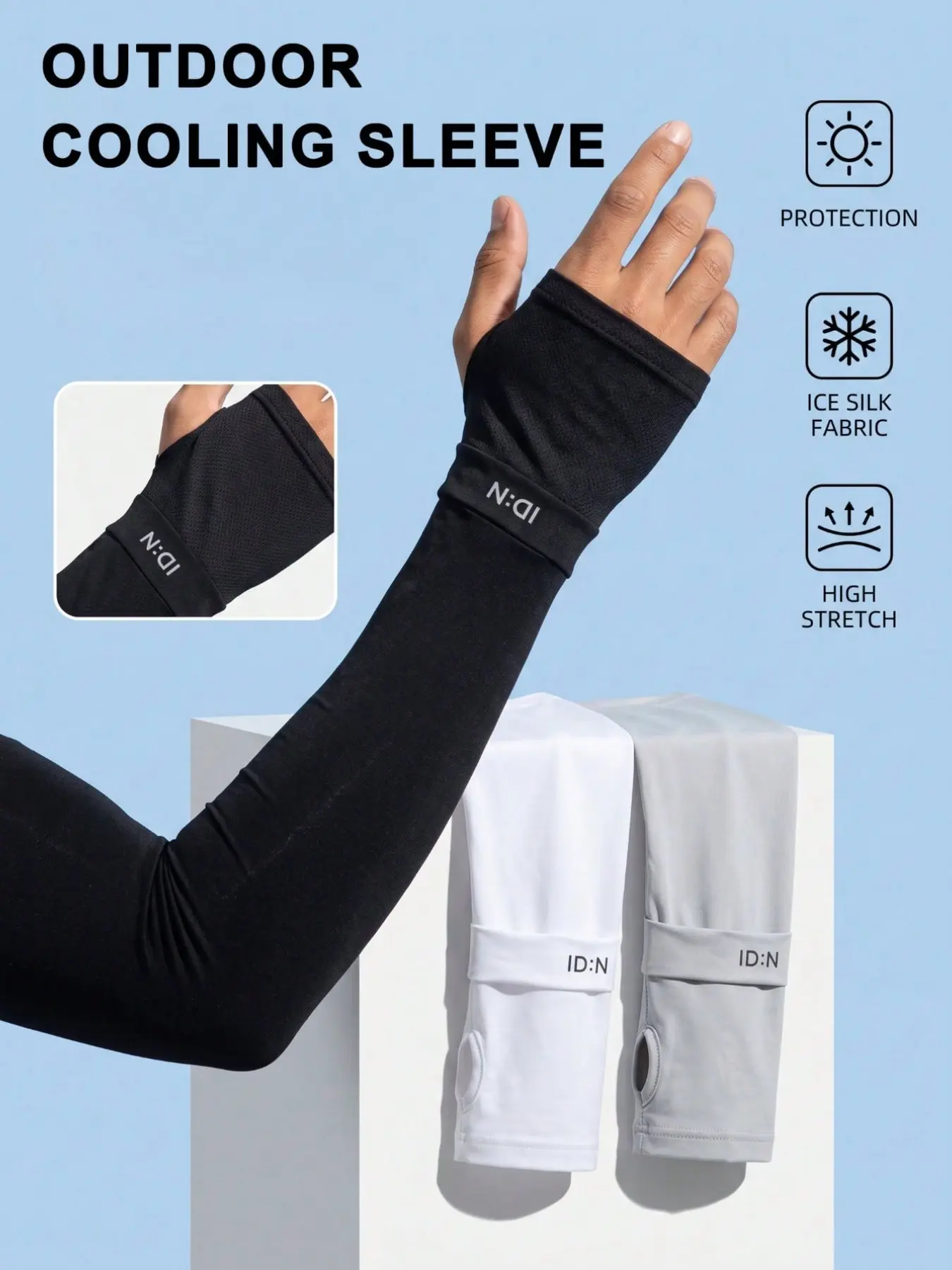 Professional Ice Silk Sleeve Guards, High Elasticity Breathable Cool Arm Protector, Thumb Hole, //, Outdoor Sports Gear