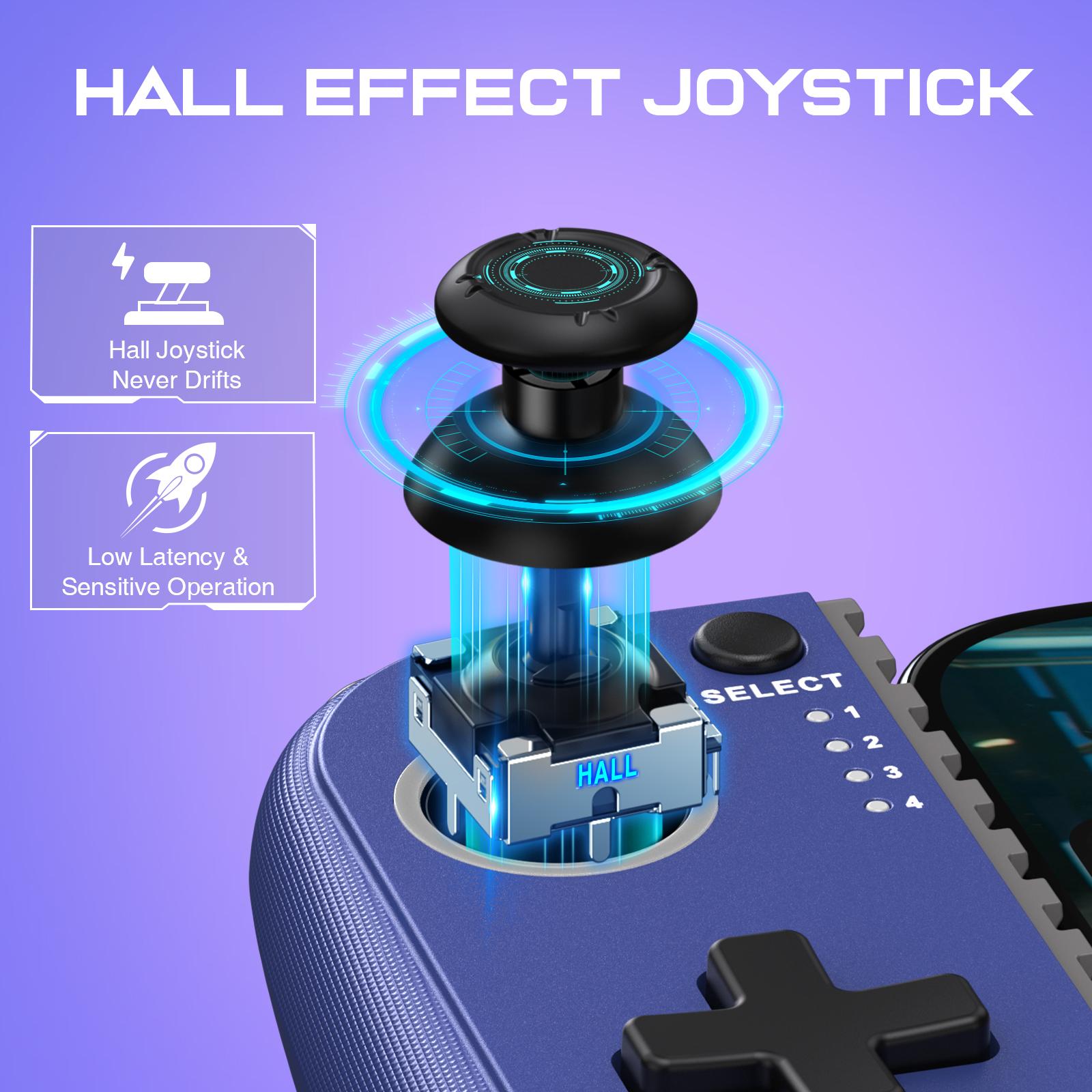 Cellphone Gamepad Wireless Game Controller with Hall Effect Joystick for iPhone/Android Mobile Phone Cloud Gaming