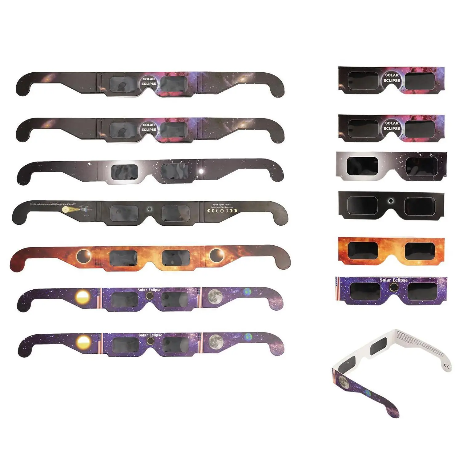 10-Pack Paper Full Frame Unisex Solar Eclipse Glasses - Sun-Safe Viewing Shades with Superior Optics for Adults, Kids (Home & Festive Party Supplies Accessory), Eclipse Theme