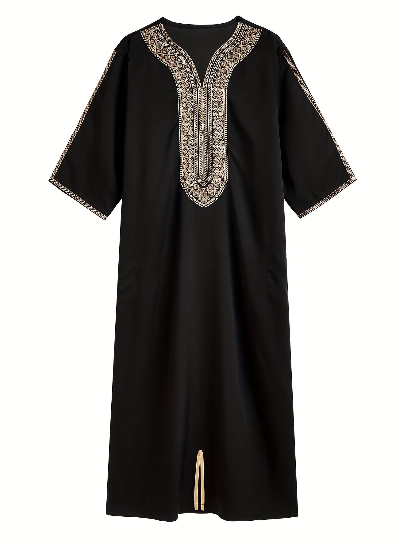 [Moroccan |   Silvery] Moroccan Men's robe |   pure white Silvery thread embroidered robe |   Muslim fashion traditional festival clothing, Gift for Eld, Gift for Ramadan, Zhiyu's selection