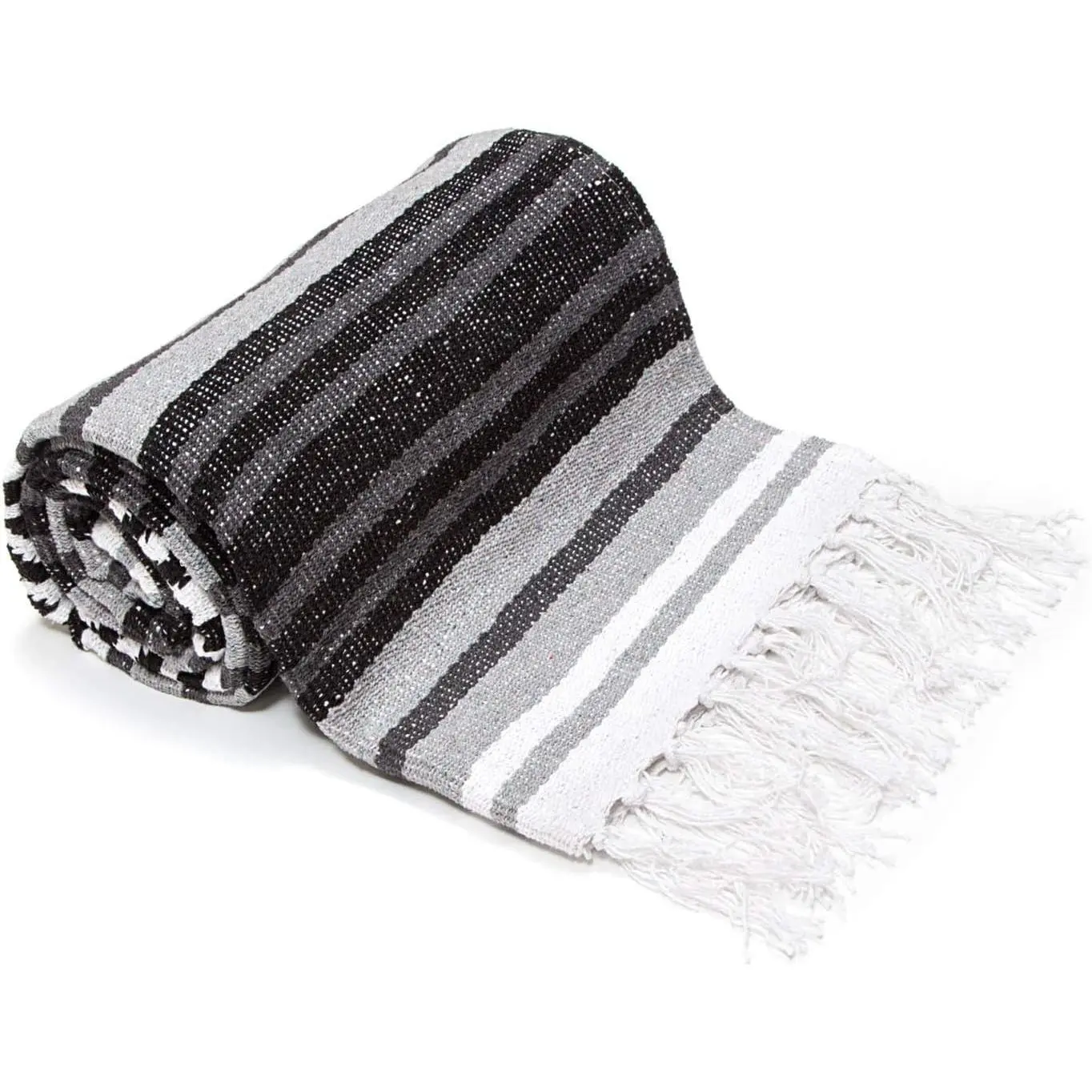 50x70 Authentic Mexican Falsa Blanket - Soft Cotton Throw for Indoor, Outdoor, Yoga, Meditation & Beach - Grey Stripes(Gift)