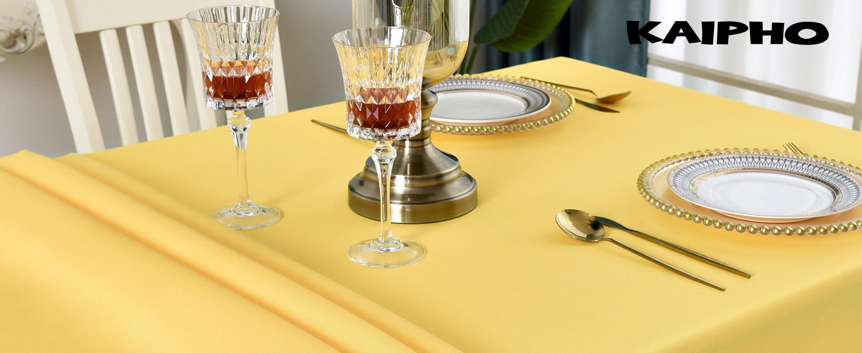 Yellow Rectangle Tablecloth Waterproof Stain Resistant Wrinkle Free Table Cloth 210GSM Polyester Wipeable Table Cover for Party, Banquet, Indoor and Outdoor-Square/Rectangular