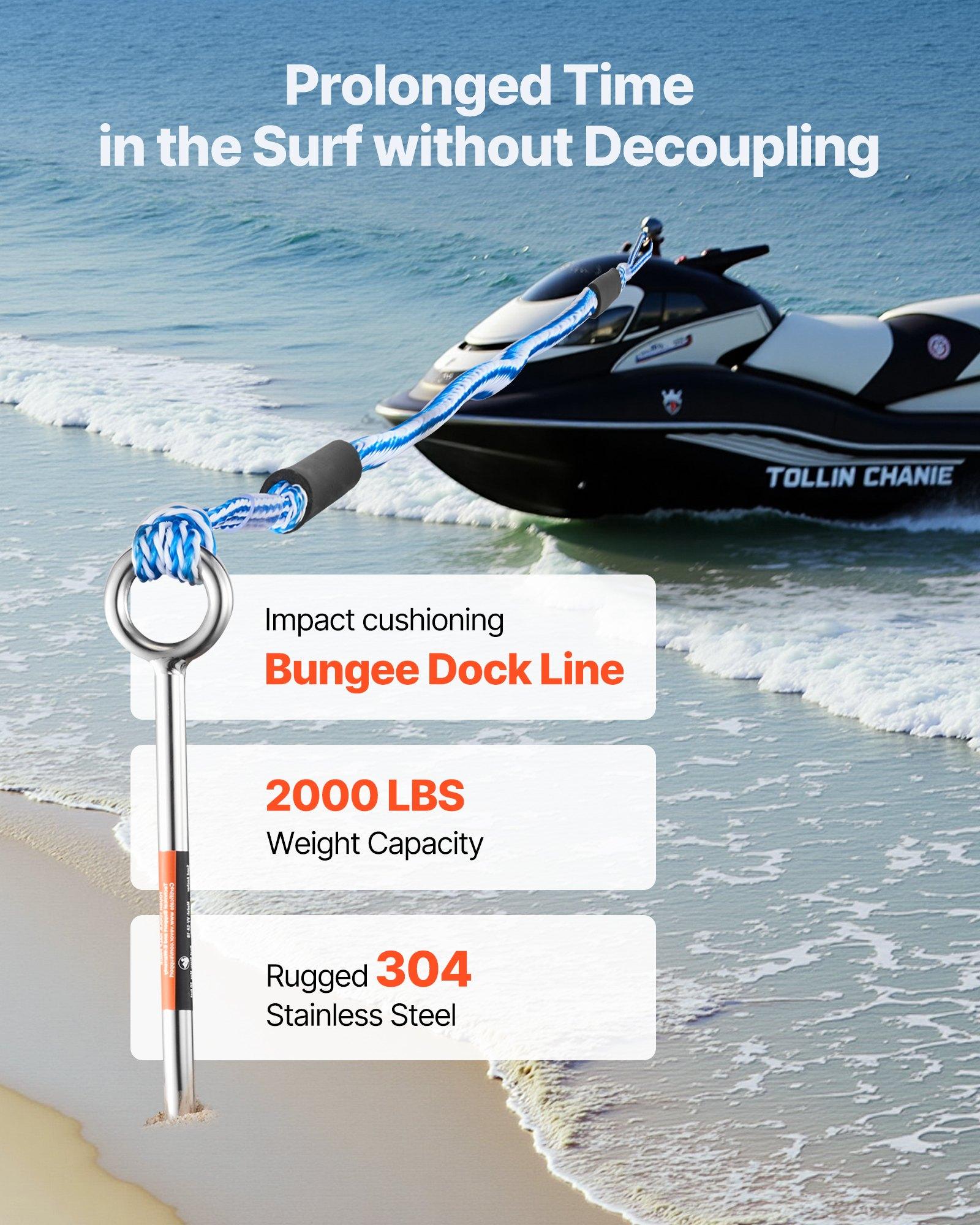 VEVOR Sand Anchor, 18 in Stainless Steel Beach Anchor, Screw in Sand Boat Anchors with Spiral Blade, Shallow Water Boat Auger Anchors, for Securing Jet Ski PWC Pontoon Kayak on Beaches and Sandbars