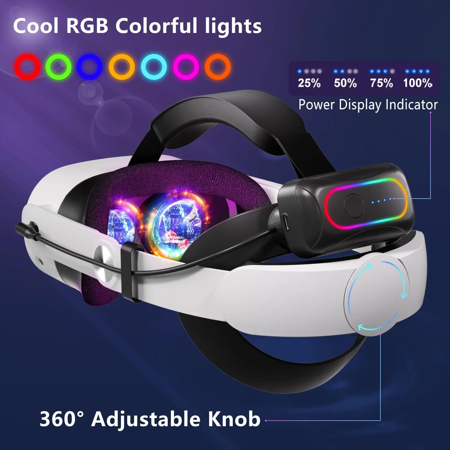 Comfortable Wide Sponge Elite Head Strap For Oculus Quest3 Quest3s Adjustable VR Headset Accessories Soft Breathable Replacement Headband Compatible With Quest3 Quest3s Improve VR Experience