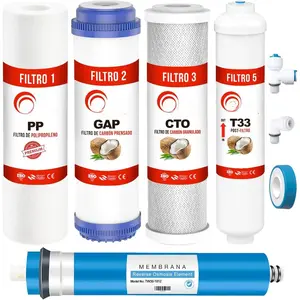 5-stage Reverse Osmosis Water Filter  Set with 50 GPD RO Membrane, Under Sink RO Water Filter System Kit Compatible with  10"  System  (SET FILTER 50 GPD)