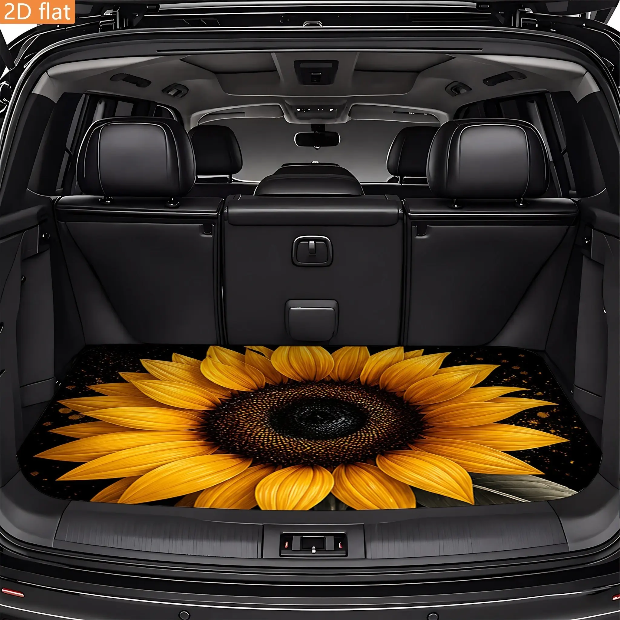 Golden Sunflower Car Trunk Decor, 2D Flat Print, Suitable for Cars, Trucks, Suvs, All Seasons, Non-Woven Material, Pet Pad, Simple Design