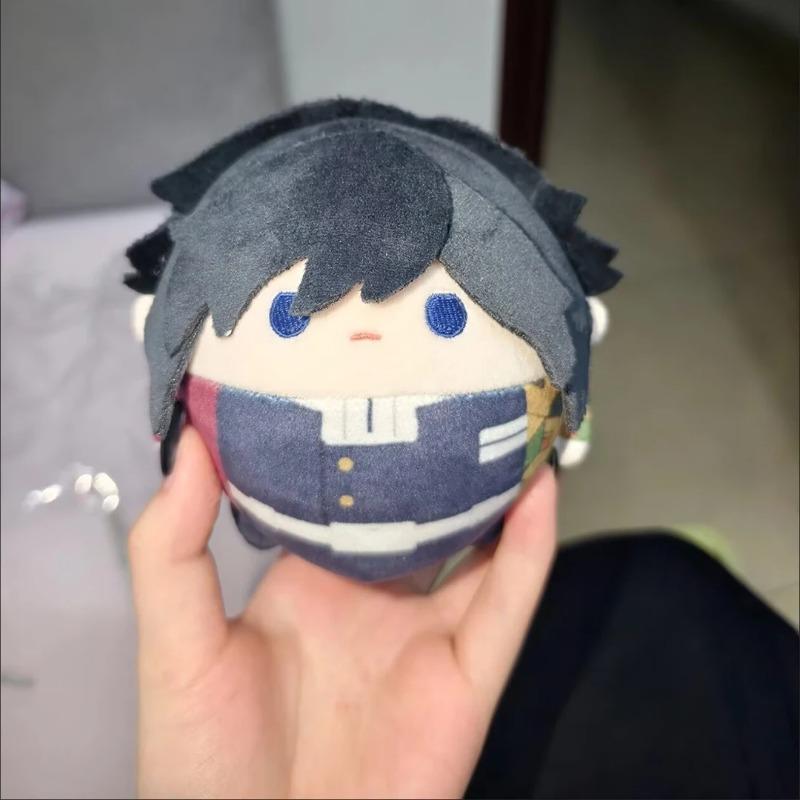 Demon Slayer Giyu Tomioka Round Plush Toy, Soft Anime Character Stuffed Doll, Cute Collectible Plushie Gift for Fans & Kids