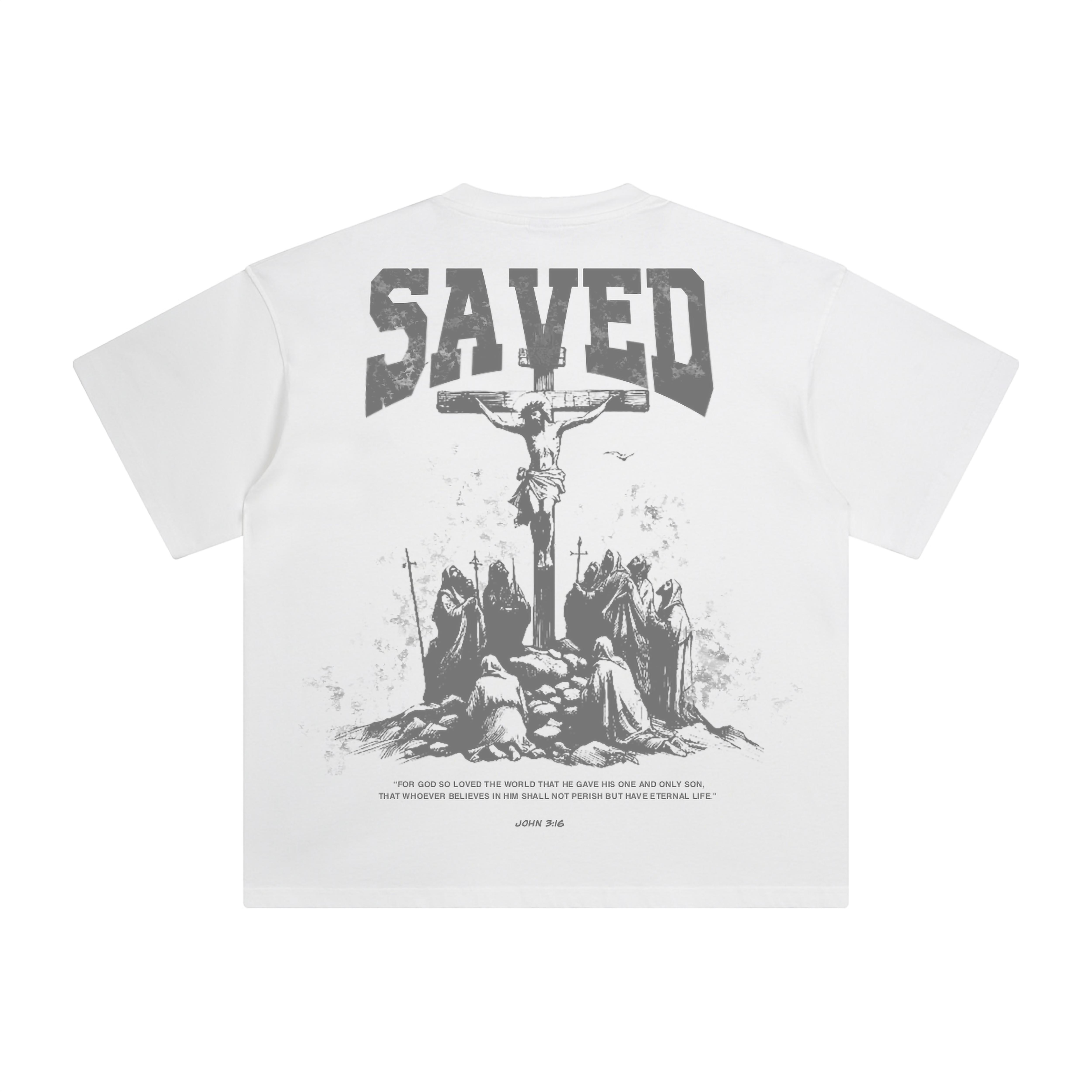 Women's 100% Cotton Loose Short-Sleeve Round Neck Graphic Sports Tee - Saved By Jesus John 3:16 Scripture Print, Soft Breathable Classic Church Wear Shirts for Women, Christian Casual Top