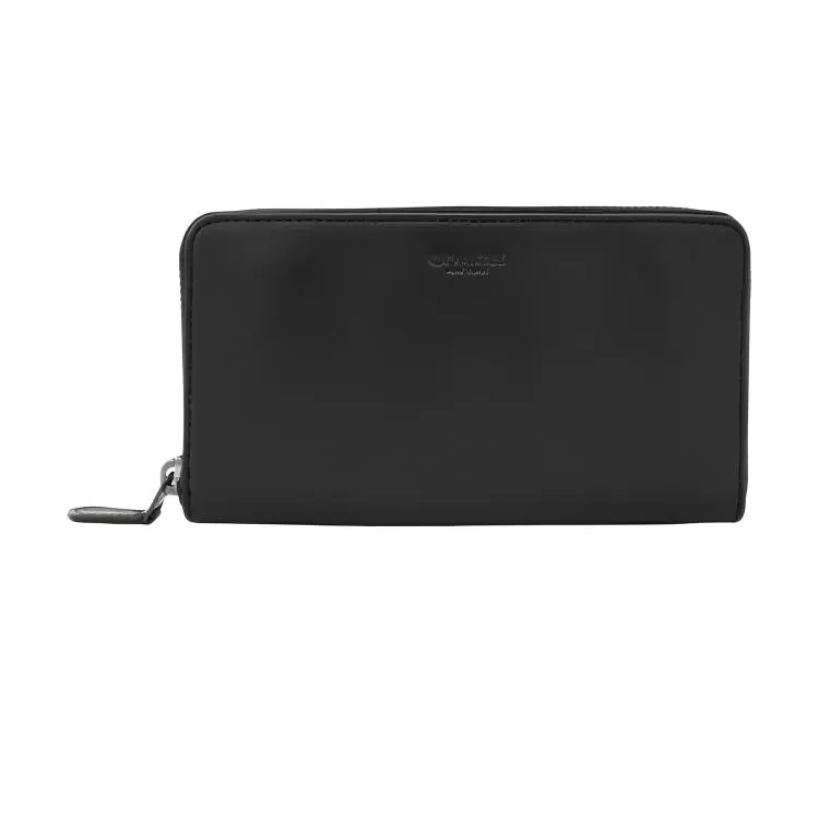 COACH Accordion Wallet for Men – Monogram-Embossed Calfskin, Solid Black