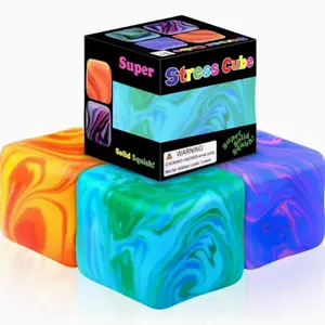 Squishy Stress Cube Fidget Toy, Stress Ball for Kids and Adults, Ice Cube Squishy Squeeze Ball, High-Density Sensory Toy for Student Calming and Stress Relief, Cute Squishies