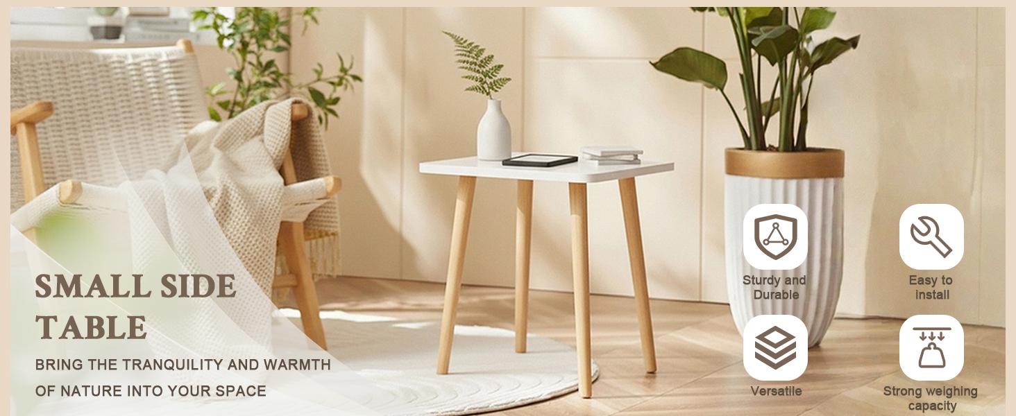 Small Side Table, Modern Wood Mini Coffee Table, Easy Assembly Compact End Table for Living Room Bedroom Sofa, Minimalist White Accent Furniture for Small Spaces