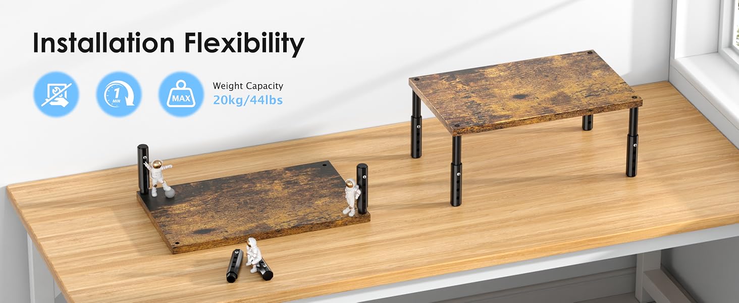 OPNICE Desk Organizer and Accessories, 2-Tier Computer Monitor Stand Riser with Drawer and 2 Pen Holders, Laptop Stand, Office Desk Accessories for Office Supplies, Black