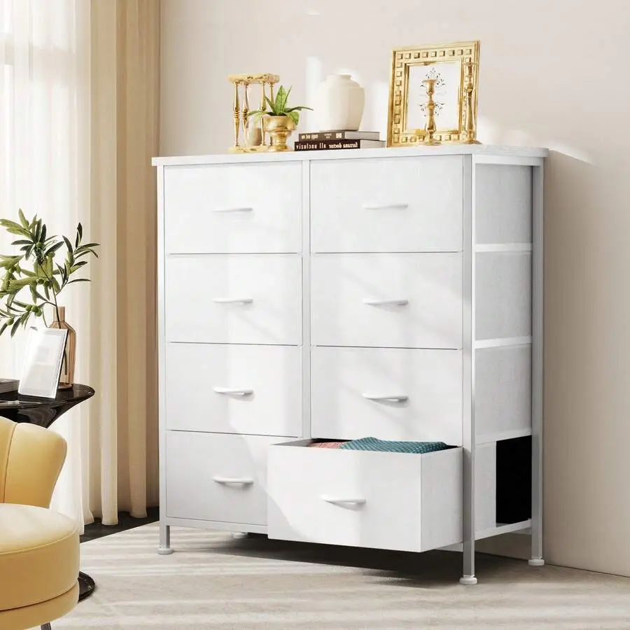 8 Drawer Dresser For Bedroom, Fabric Storage Organizer With Sturdy Metal Frame, Wooden Top Chest Of Drawers For Closet Entryway Guest Room,chabuildreark,farmhouse,coffee bar cabinet,lockable,,,unit,,jewelry,armoire,,tower,,cabinets,load,capacit,hall,tree,