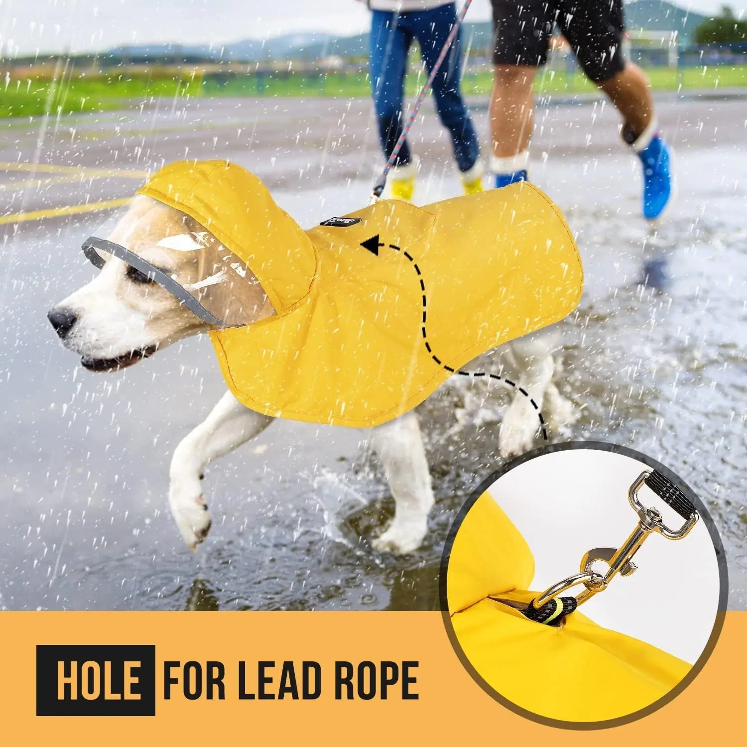 Waterproof Nylon Dog Raincoat with Transparent Hood, Adjustable Reflective Puppy Coat, Suitable for Small/medium/large Dogs Supplies