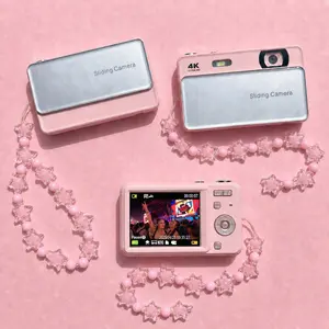 New Slide Cover Digital Camera Ccd Campus 4K HD Photo Video, Includes 4 Cute Stickers and Bracelet, Perfect Birthday Gift for Girlfriend and Friends