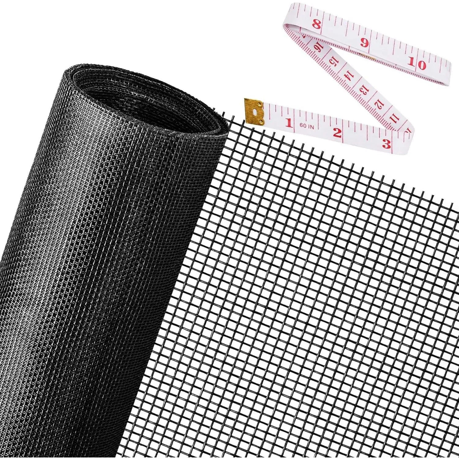 48X118 Inch Black Replacement Window Screens, Durable Adjustable Fiberglass DIY Screen Repair Kit, Pet Friendly Sliding Mesh Roll for Patio Porch Door Windows
