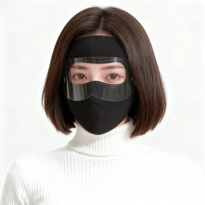 Winter Warm Face Cover with Removable Eye Shield Thick Fleece Lined Full Face Mask for Men Women Outdoor Cycling Motorcycle Riding Cold Weather Pink Black