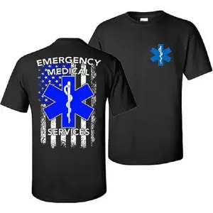 EMS American Flag T-Shirt – Emergency Medical Services Graphic Tee, Soft Graphic T-Shirt EMS American Flag Emergency Medical Services Graphic Tee Star ofCotton Blend Shirt, Star of Life Symbol, Proud First Responder Gift for Men & Women Comfort Top Tshirt