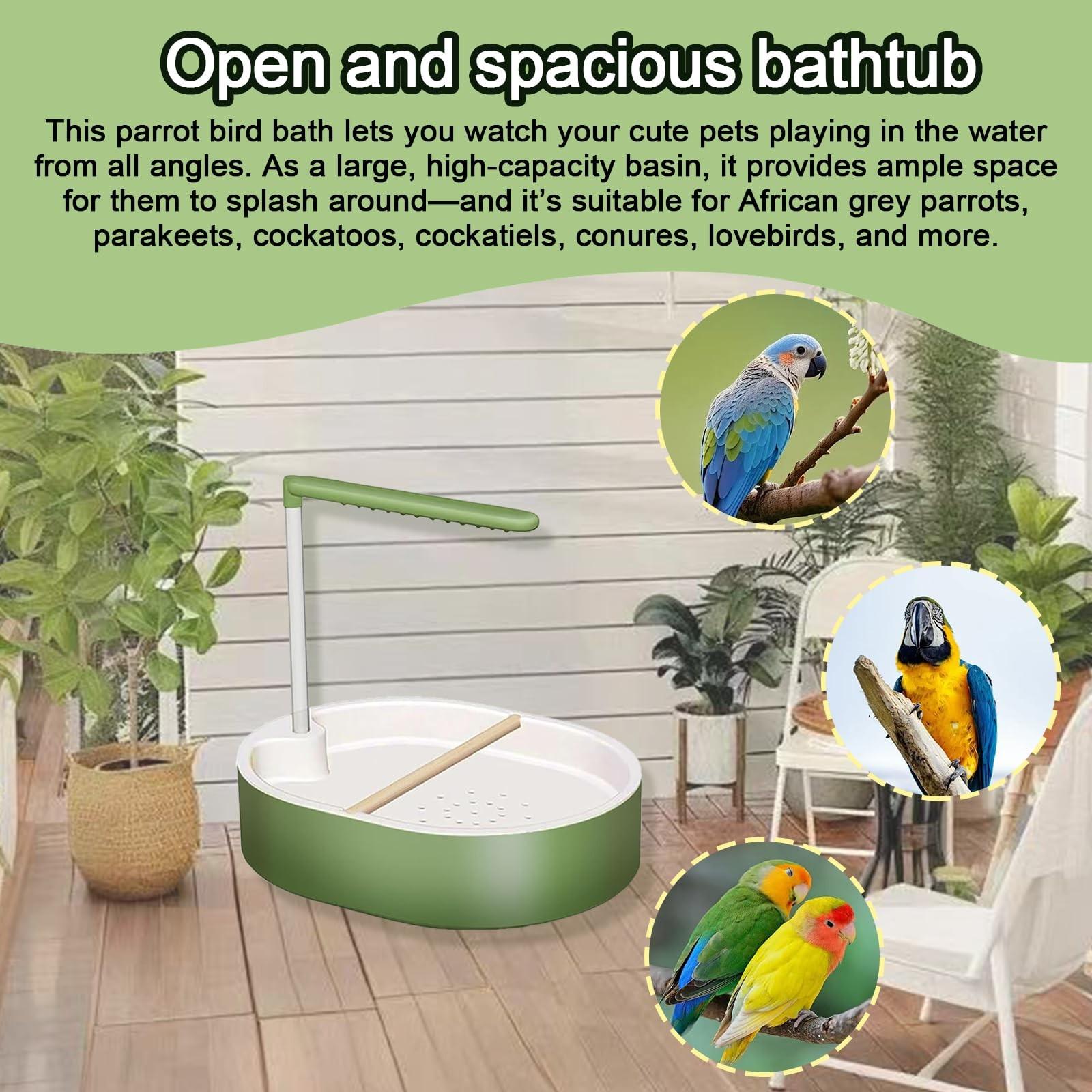 Parrot Shower, Automatic Parakeet Bird Bath with Pump, Large Bird Shower Fountain, Bird Bath for Parakeets for Pet Birds, Conure, Cockatoo, Budgie, Lovebird, Finches, Grooming, Bird Supplies