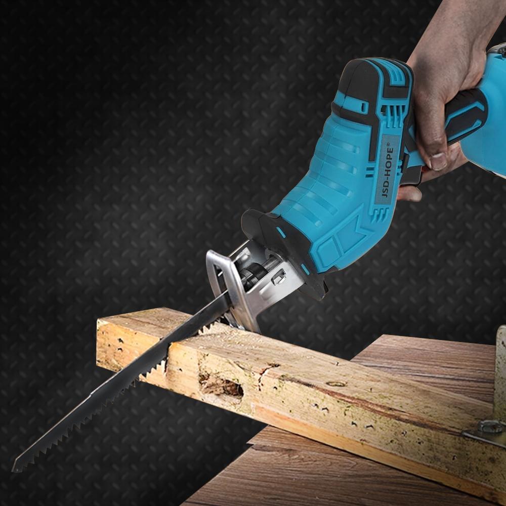 JSD-HOPE Electric Reciprocating Saw, Household Rechargeable Small Outdoor Hand-held Electric Saw, Lithium Electric Saber Hand Chainsaw