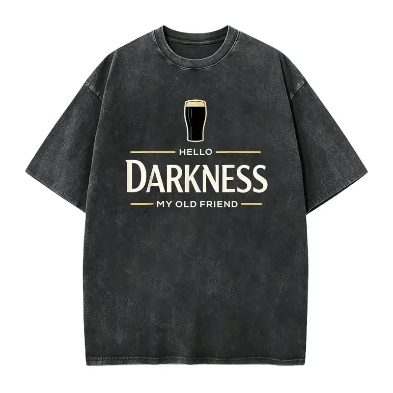 Hello Darkness My Old Friend Beer Shirt, Irish Stout Custom Gift St Patricks Day Graphic Tee, Personalized Drink Unisex T-Shirt