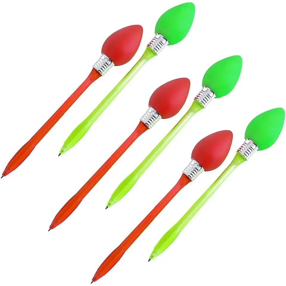 Light-UP Christmas Bulb Pen, Christmas Party Favor Accessory for  and Adults, 8.5" (6-Pack)