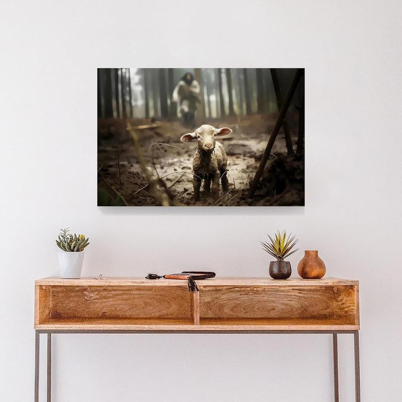 1 Count Framed Jesus Christ Canvas Wall Art The Hand of God Jesus Reaching Into Water Christian Painting Prints Biblical Wall Decor Religious Room Decor for Church Prayer Room Schools Hospitals 16x24inch