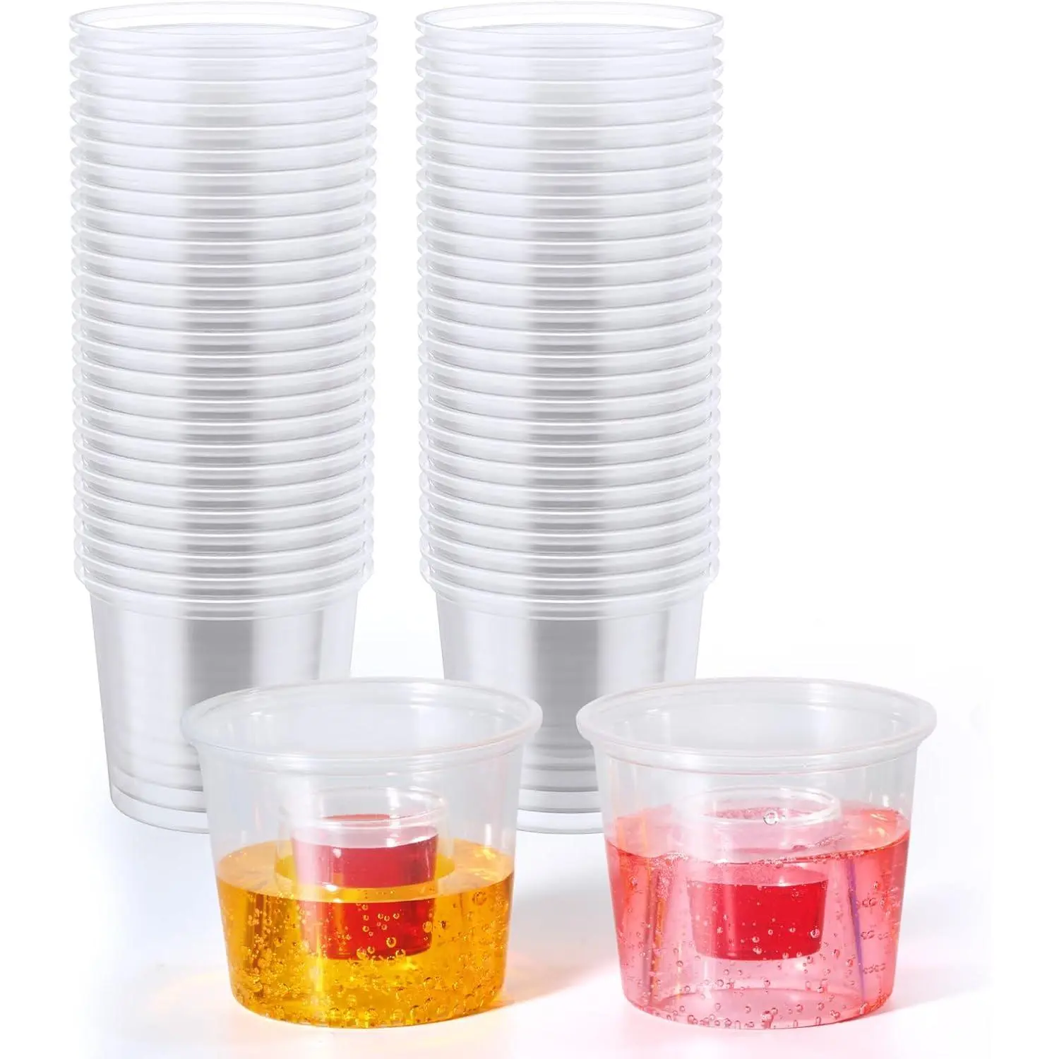 60 Disposable  Cups, 4oz Clear Plastic Shot Glasses | Sturdy Plastic  Shot Glasses & Bomb Cups for Shots,  Drinks, Weddings, Valentines Day & Party Gatherings