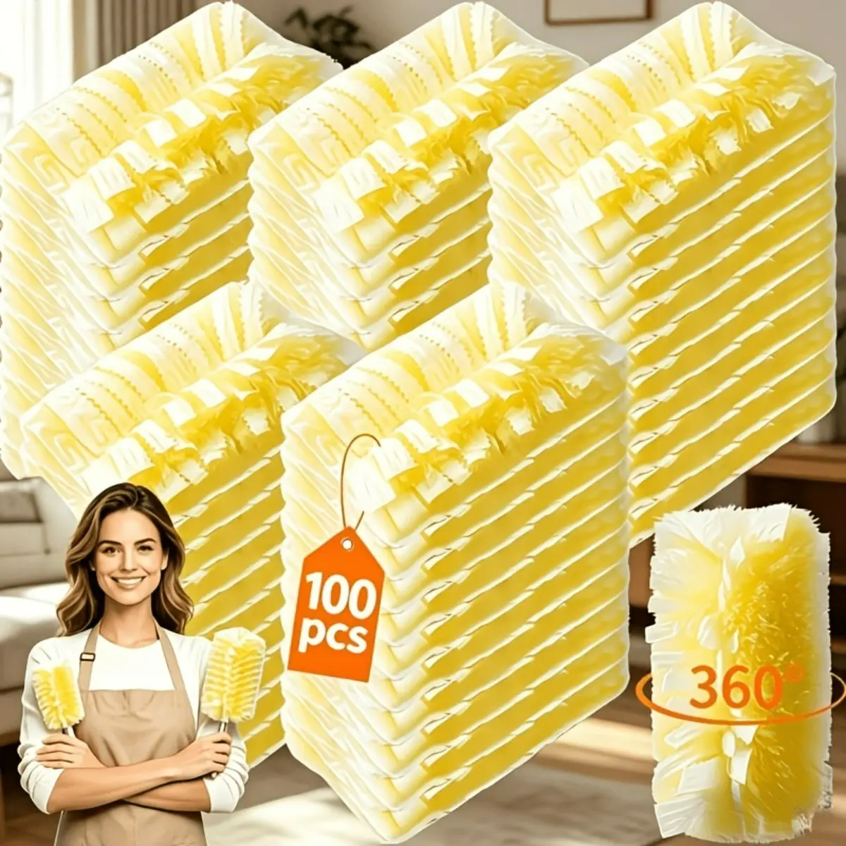 48/100 Piece Static Dusting Replacement Cloths, 360° Coverage, Multi-Use Household Cleaning Supplies, Durable Electrostatic Adhesion Tool, Cleaning Accessories