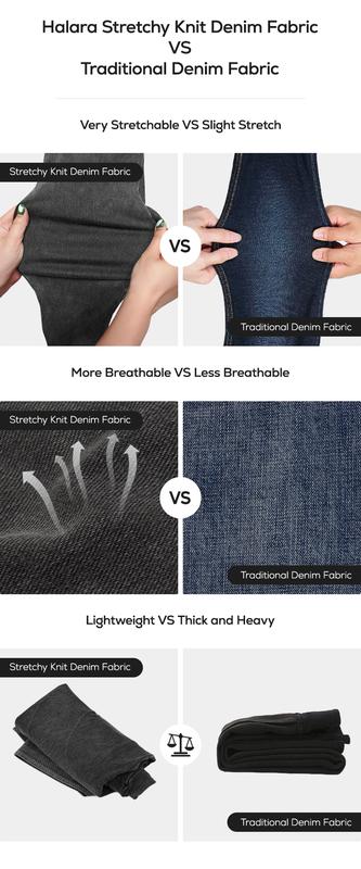 Halara Flex Mid Rise Washed Stretchy Knit Casual Baggy Jeans with Pockets